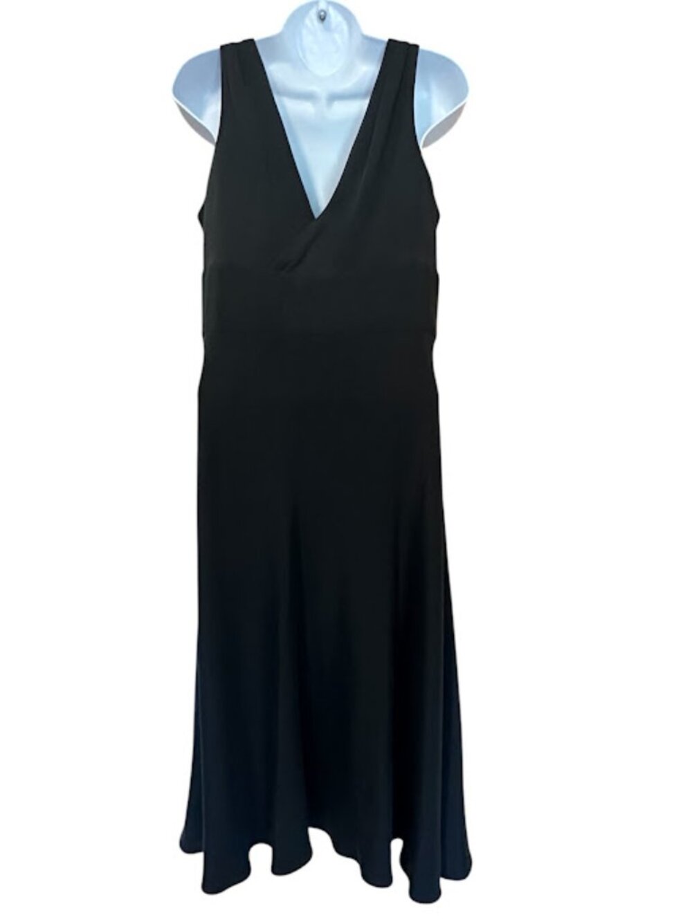 J. Crew Black Silk V-Neck Midi/Maxi Formal Dress -‎ Size 12 - Picture 3 of 7